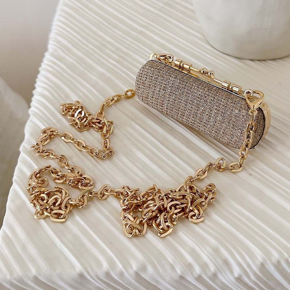 Mini Bag Evening Clutch - Tas Rantai Berhias Berlian Imitasi, Tas