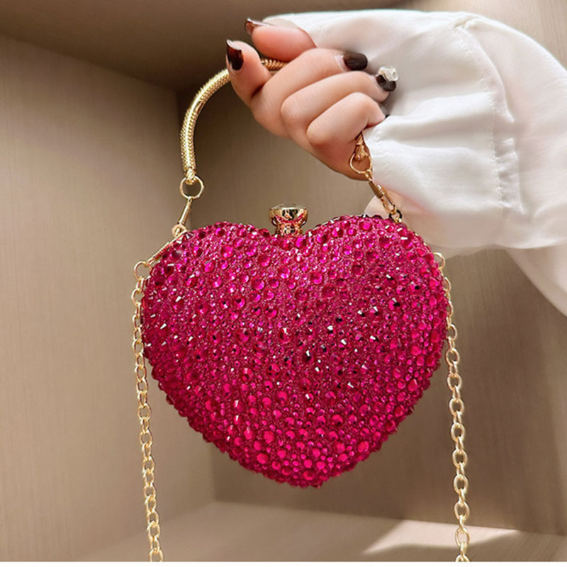 Mini Bag Evening Clutch - Tas Clutch Kristal Berbentuk Hati Mewah