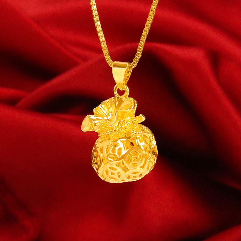 Luxury Bags Yellow - Kalung Liontin Tas Keberuntungan Emas Murni