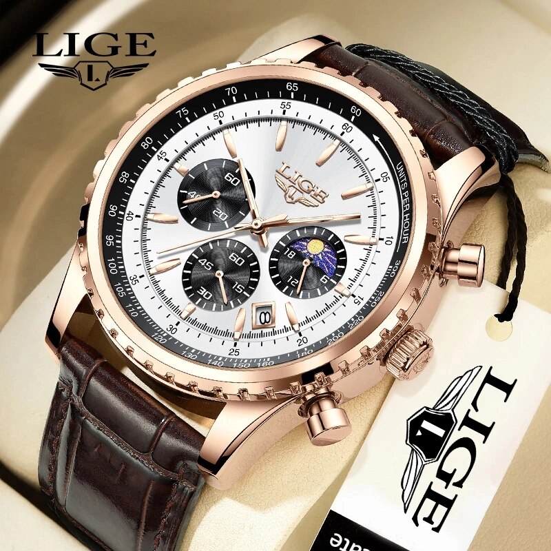 Luxury Bags Brands List - LIGE jam tangan kulit pria, arloji