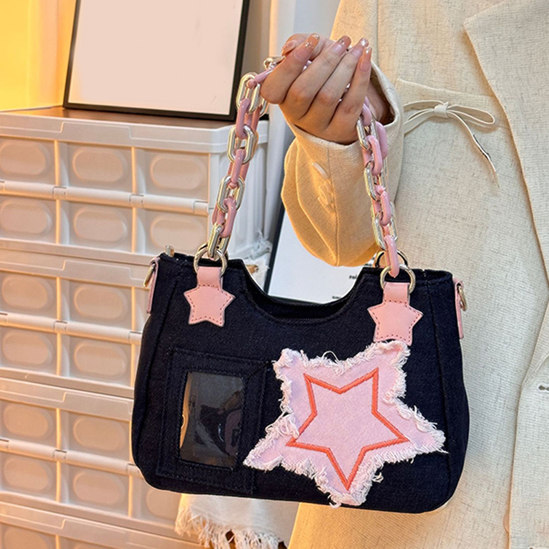 Luxury Ziploc Bags - Tas Selempang Denim Gaya Korea Harajuku
