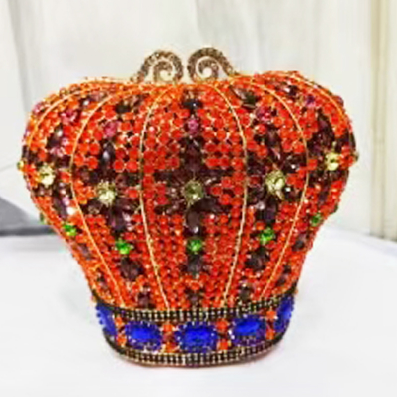 Mini Bag Evening Clutch - Tas Malam Berlian Imitasi Besar Oranye