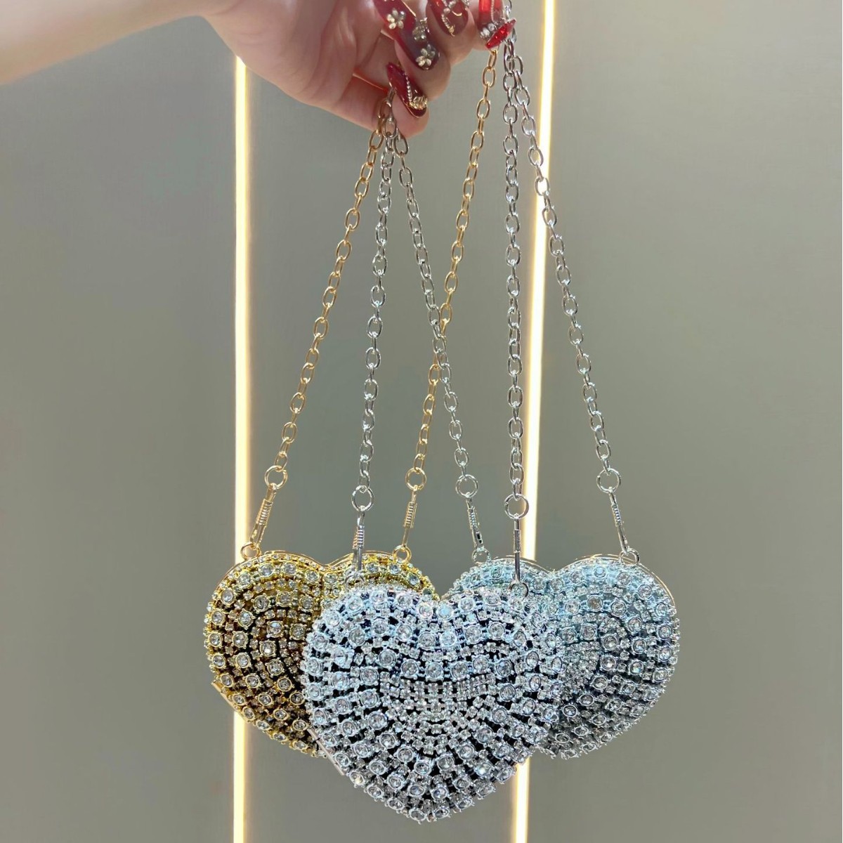 Mini Bag Evening Clutch - Tas Clutch Kristal Rhinestone Mewah Bentuk