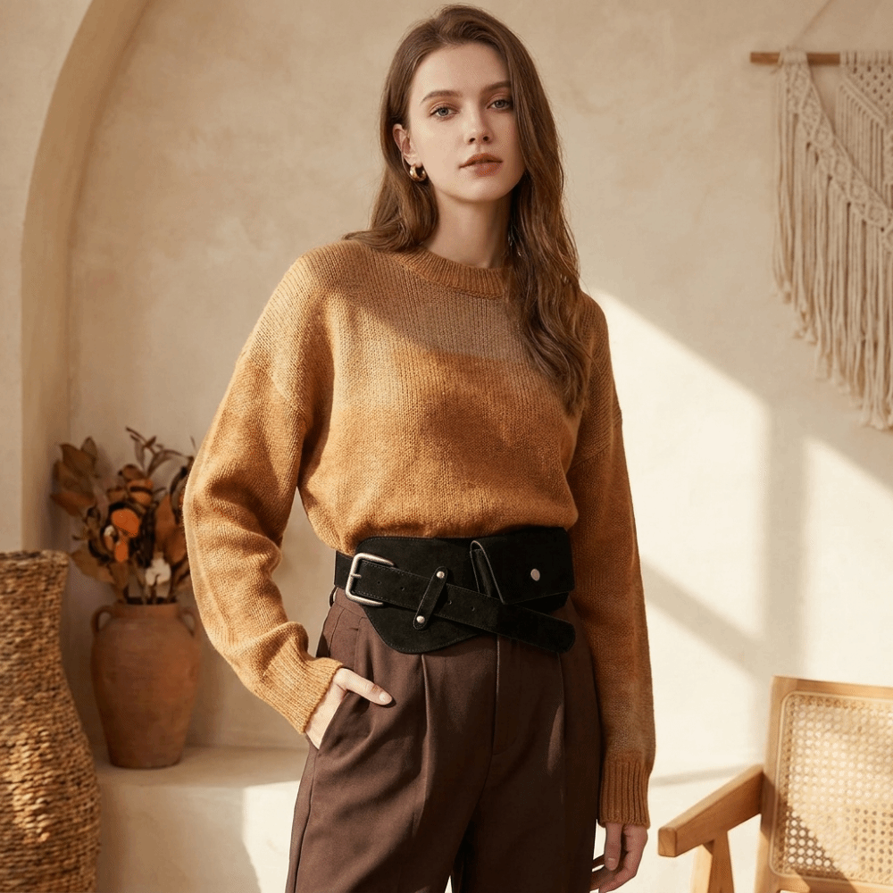 Belt Bag Leather Wide - Sabuk Pinggang Lebar Vintage PU dengan