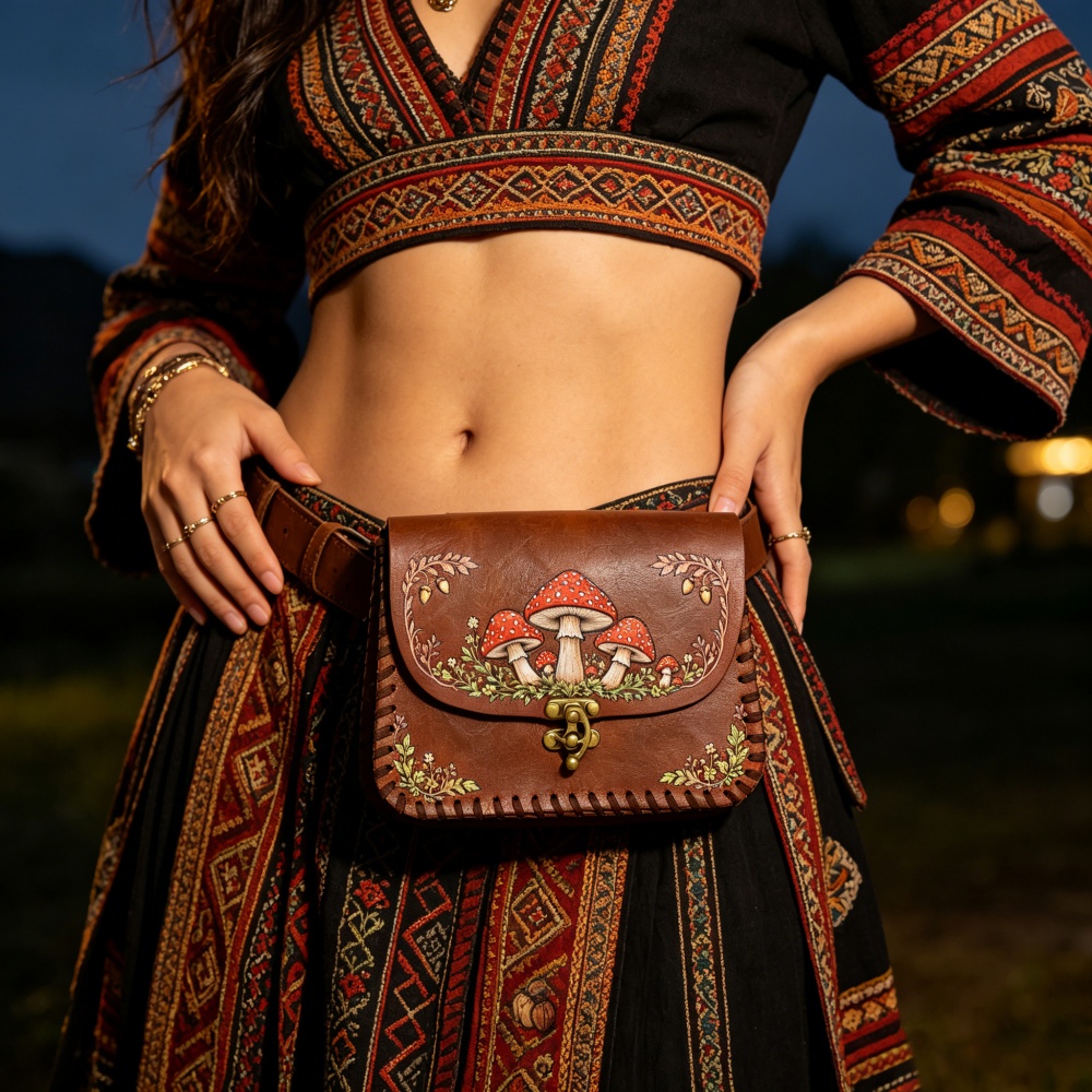 Belt Bag Leather Wide - 1 Buah Tas Pinggang PU Motif