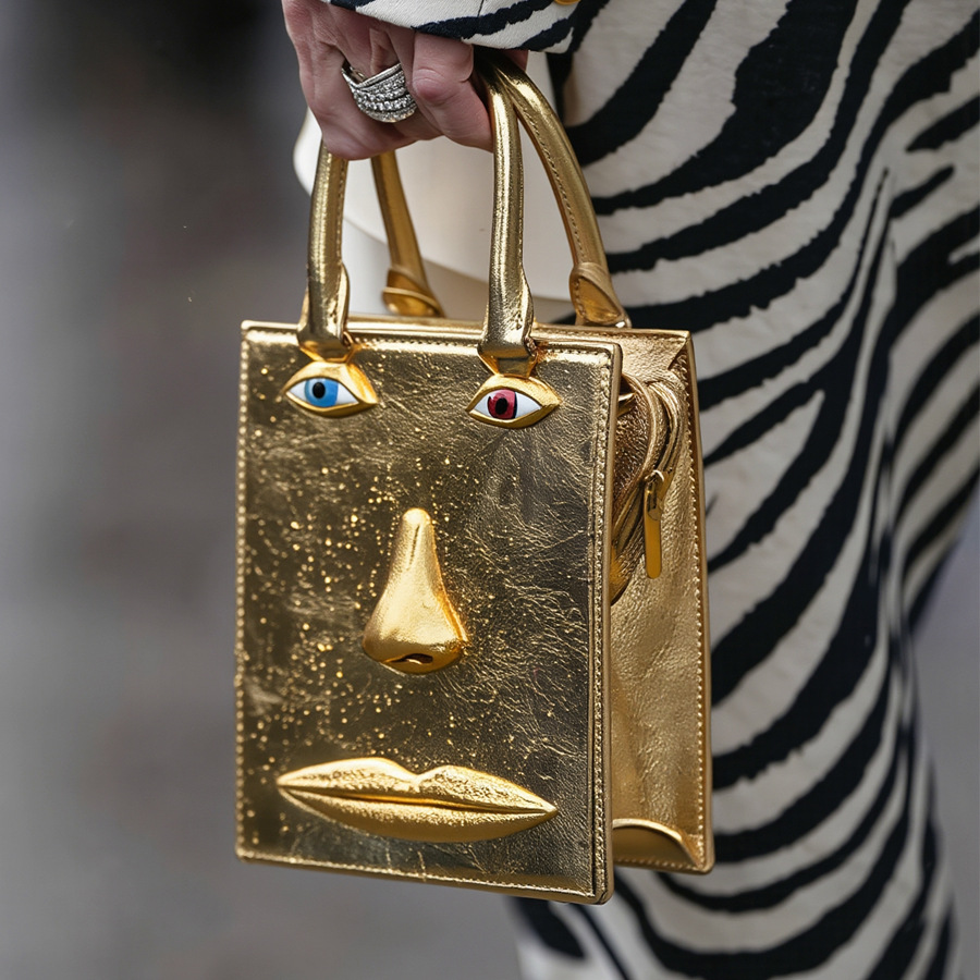 Tas Wajah Wanita Kulit Hitam B - Luxury Bags Gold ulasan dan harga