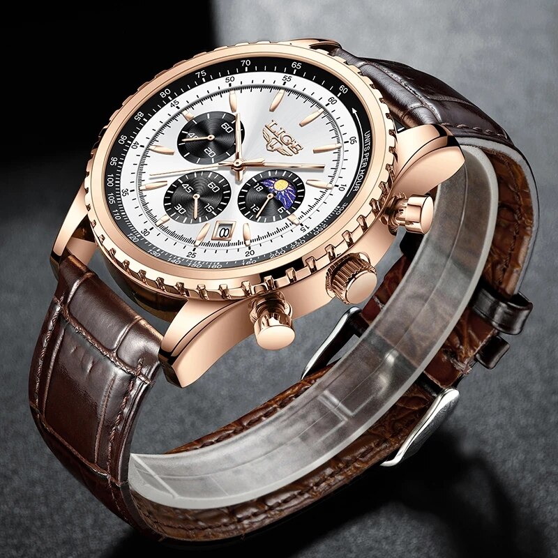 LIGE jam tangan kulit pria, ar - Luxury Bags Brands List ulasan dan harga