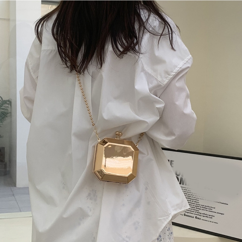 Tas Selempang Kotak PVC Kecil  - Luxury Bags Gold ulasan dan harga