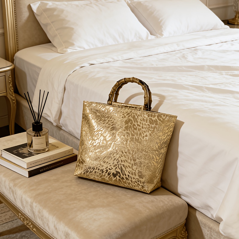 Tas tote jacquard daun emas me - Luxury Bags Gold ulasan dan harga