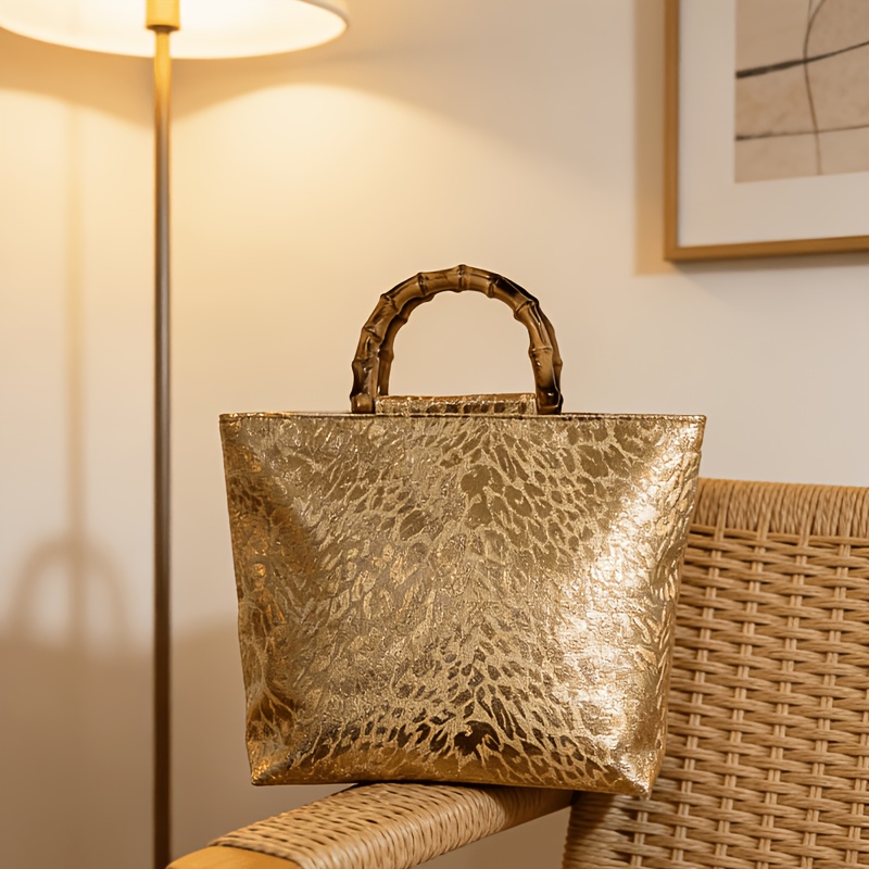 Tas tote jacquard daun emas me - Luxury Bags Gold ulasan dan harga
