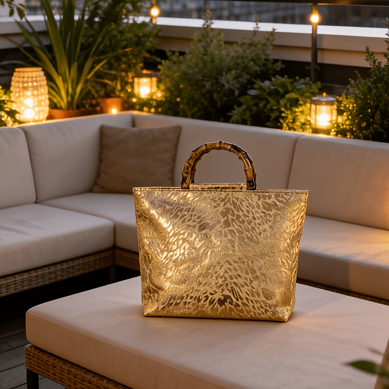 Tas tote jacquard daun emas me - Luxury Bags Gold ulasan dan harga
