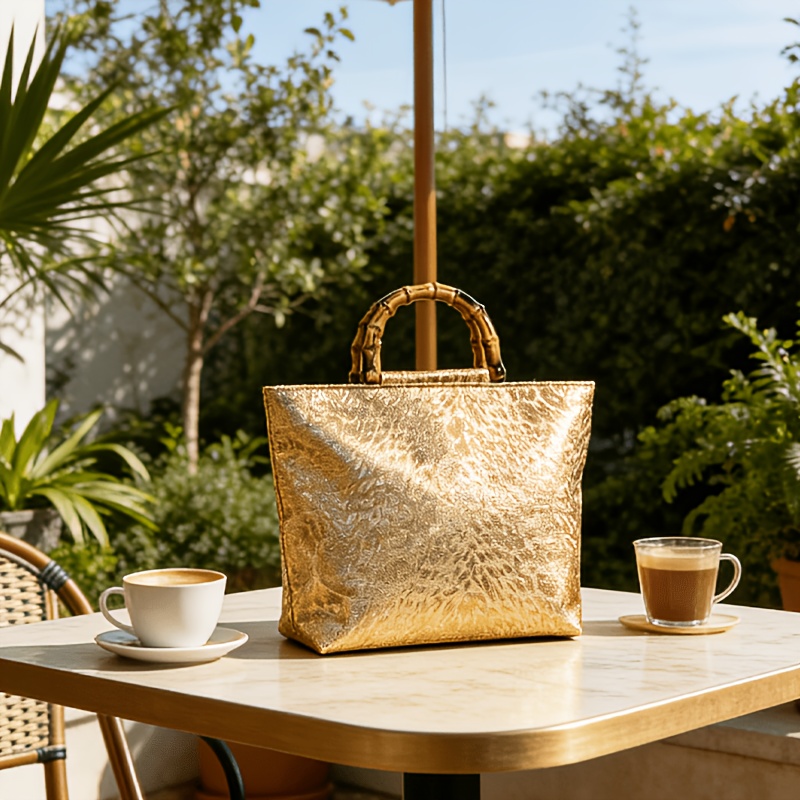 Tas tote jacquard daun emas me - Luxury Bags Gold ulasan dan harga