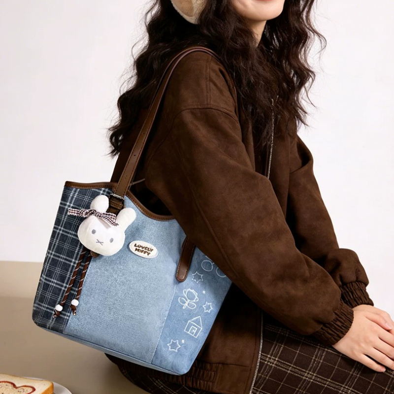 Tas Tote Koboi Motif Kotak-kot - Luxury Bags Edit ulasan dan harga