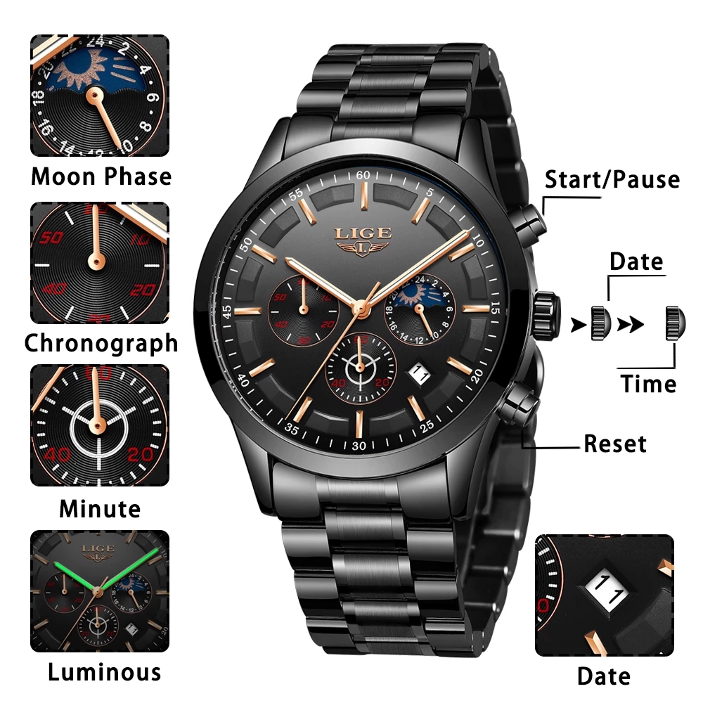 LIGE jam tangan bisnis pria, a - Luxury Bags Brands List ulasan dan harga